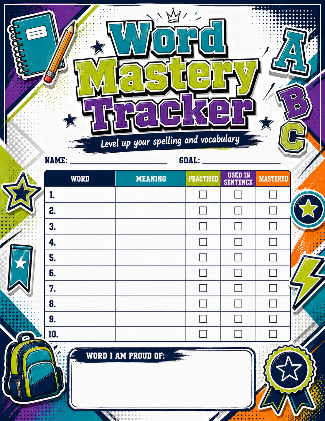 Word Mastery Spelling Tracker preview