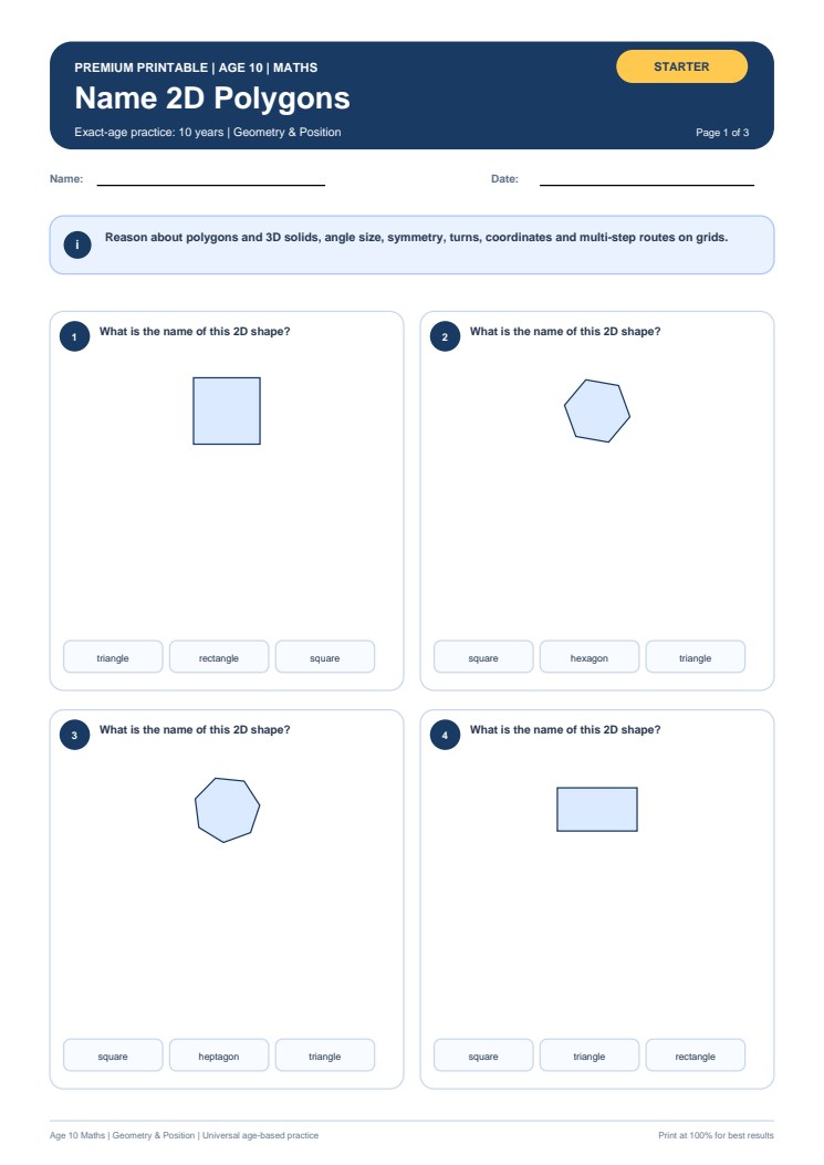 Name 2D Polygons worksheet preview