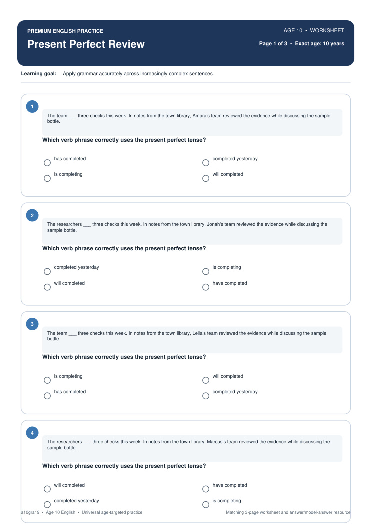 Present Perfect Review worksheet preview