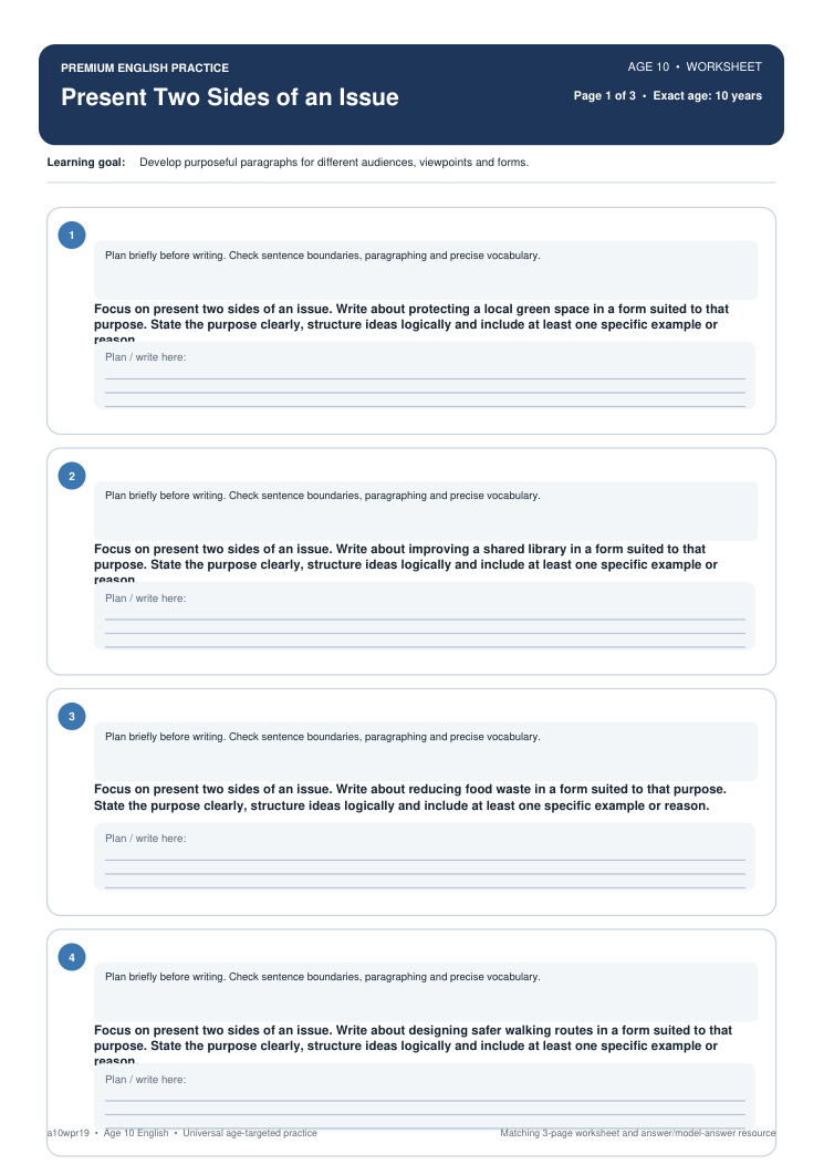 Present Two Sides of an Issue worksheet preview