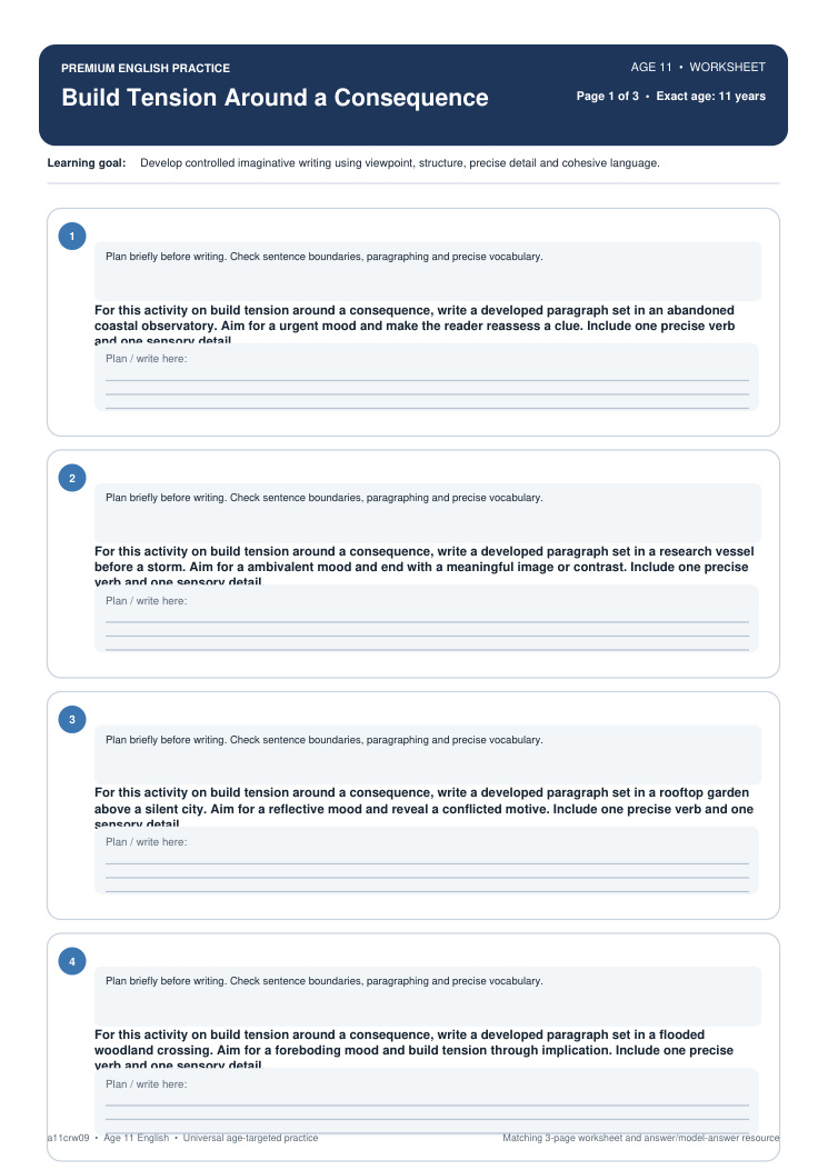 Build Tension Around a Consequence worksheet preview