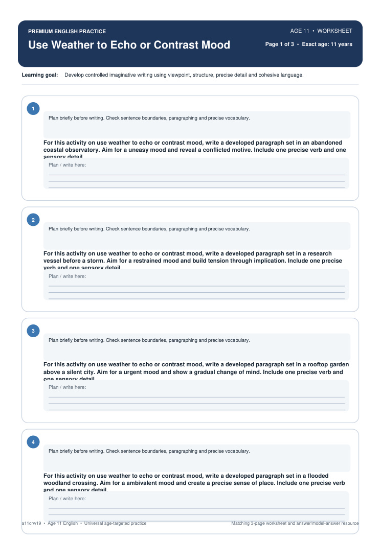Use Weather to Echo or Contrast Mood worksheet preview