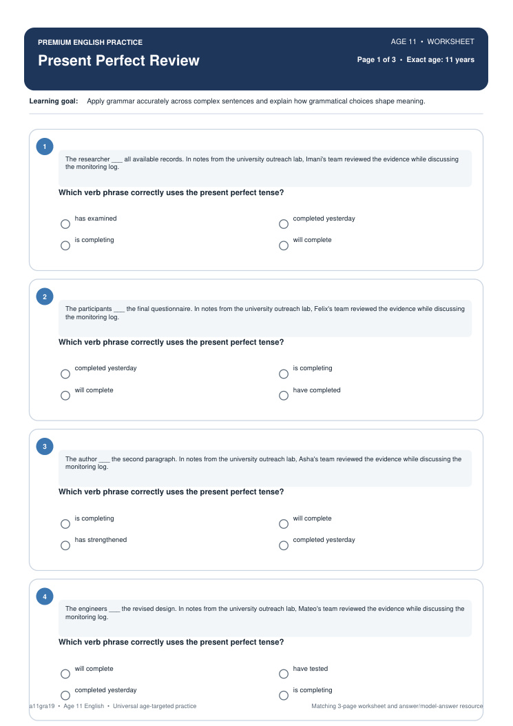Present Perfect Review worksheet preview