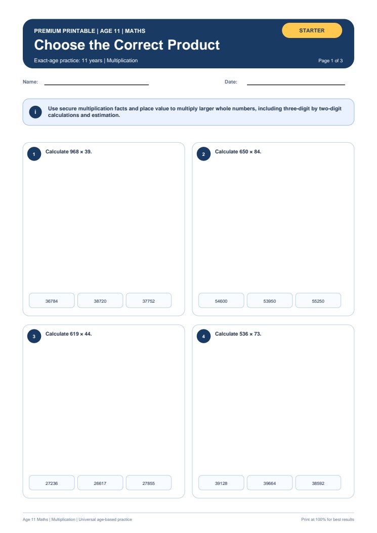 Choose the Correct Product worksheet preview