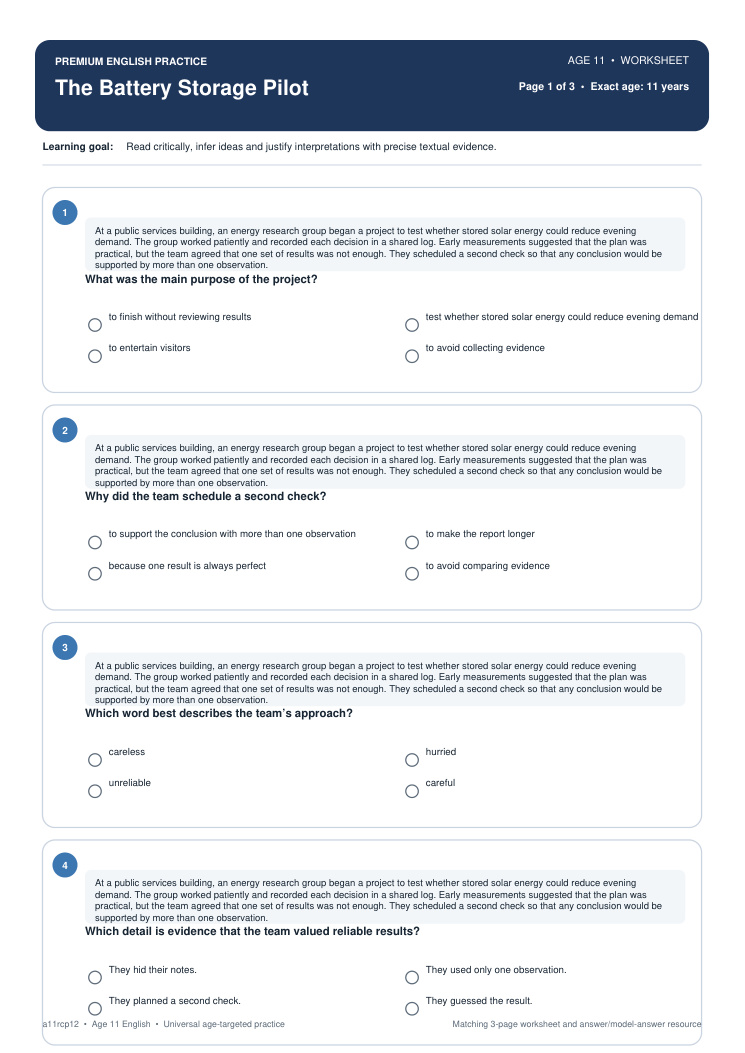 The Battery Storage Pilot worksheet preview