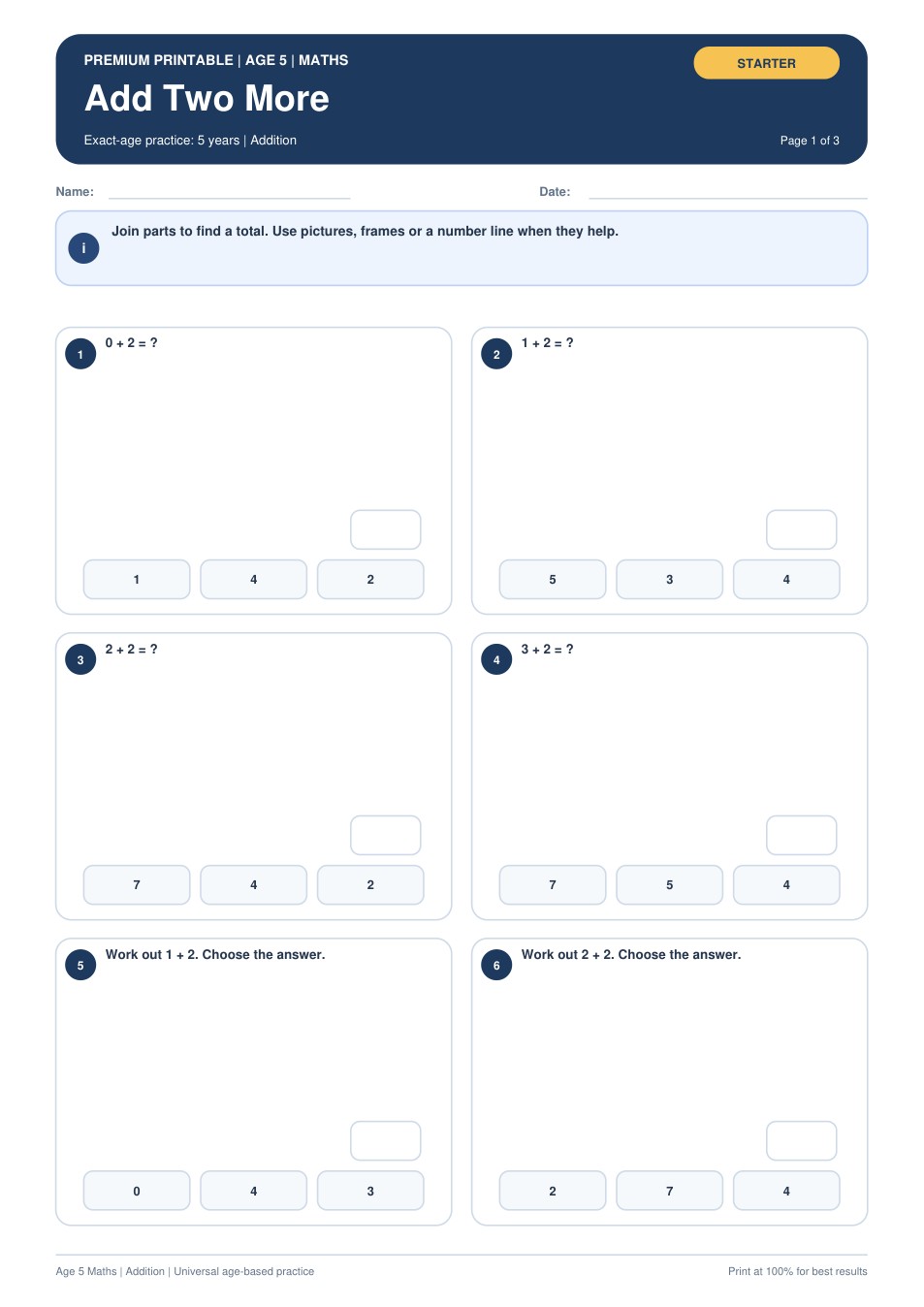 Add Two More worksheet preview