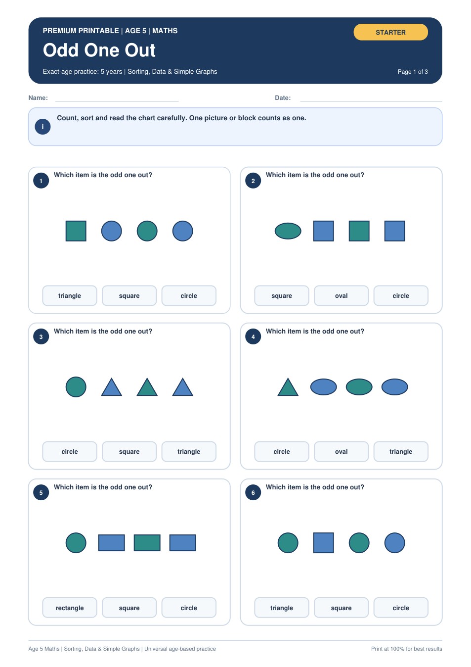 Odd One Out worksheet preview