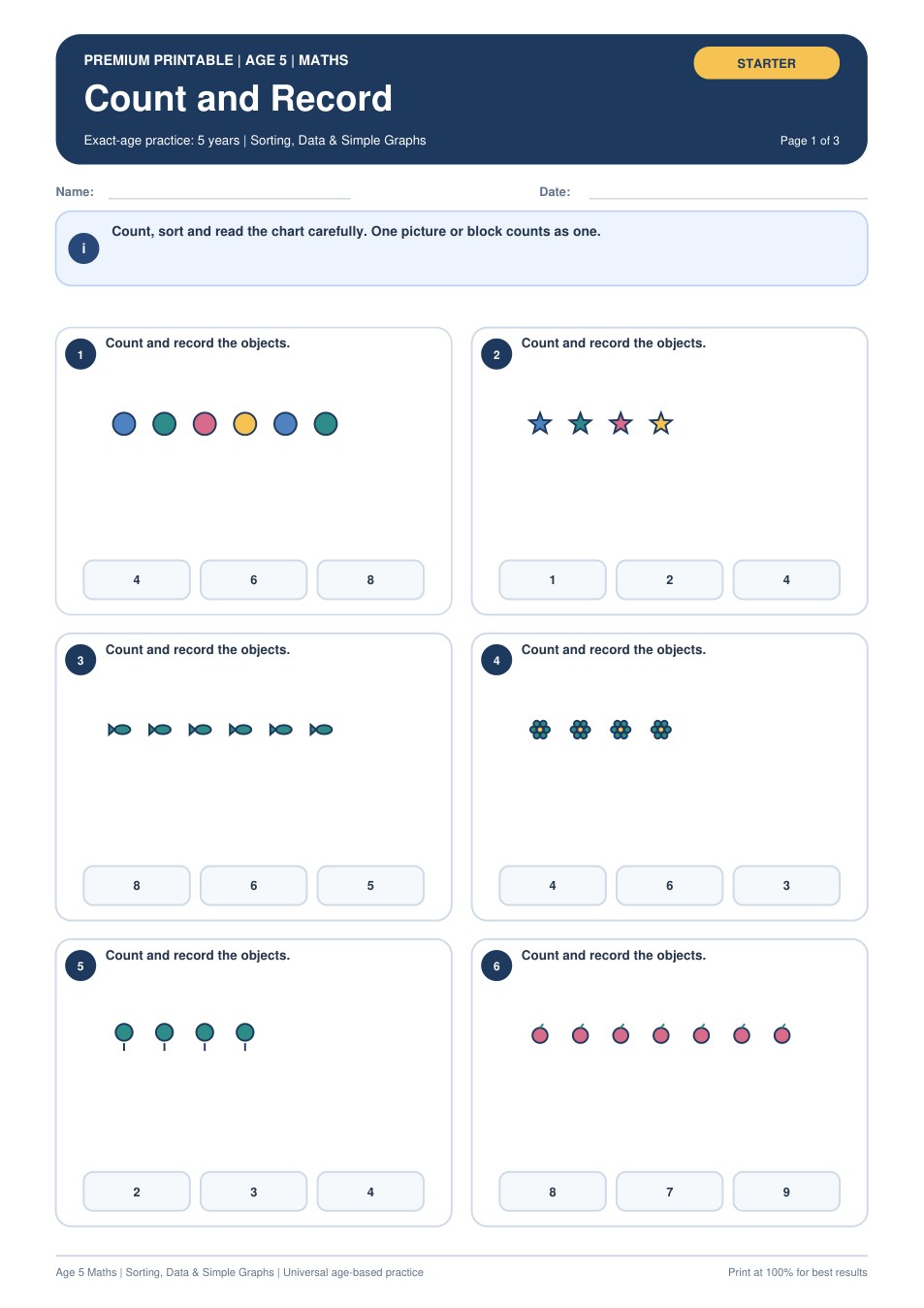 Count and Record worksheet preview