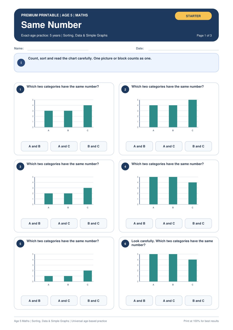 Same Number worksheet preview