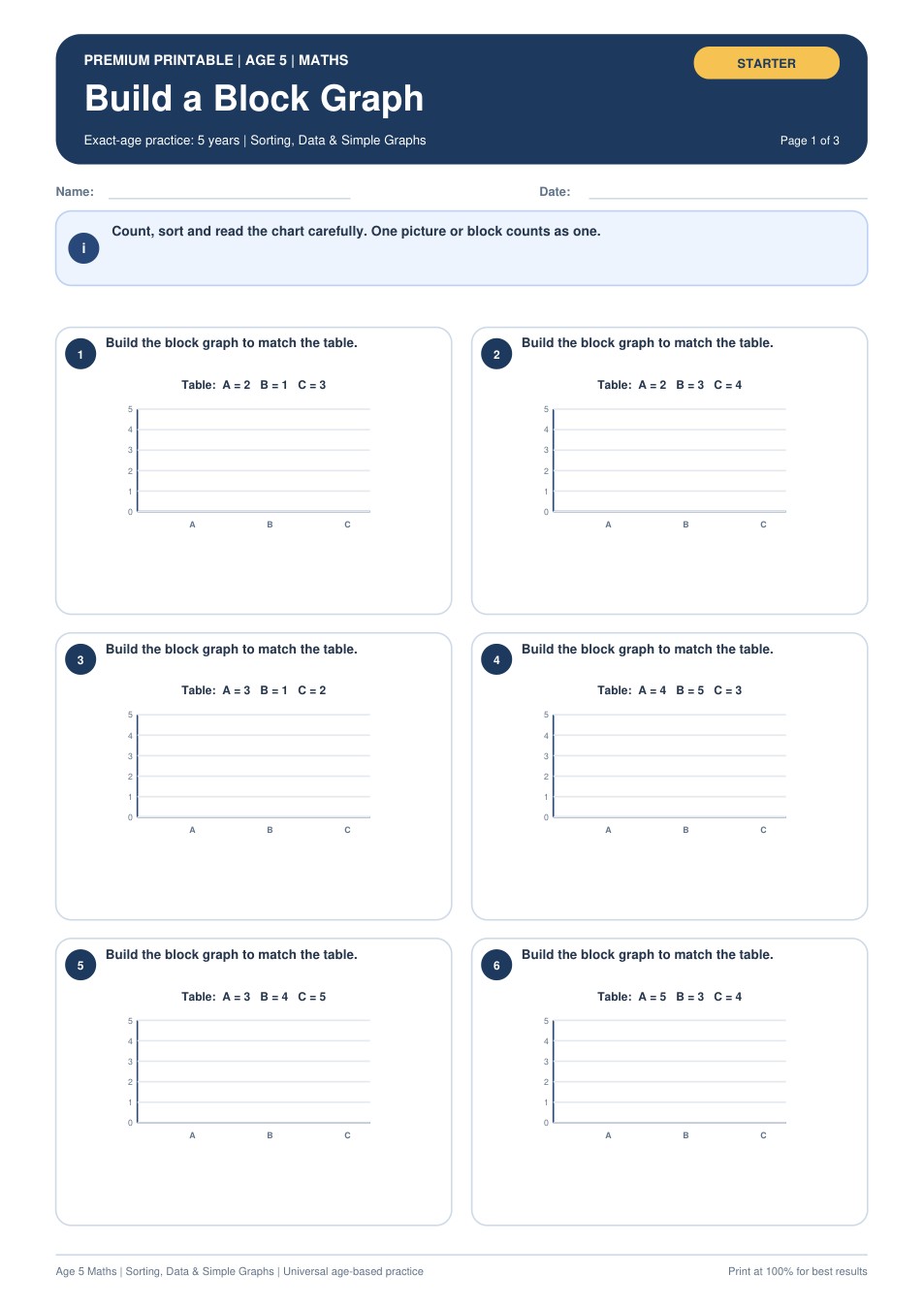 Build a Block Graph worksheet preview
