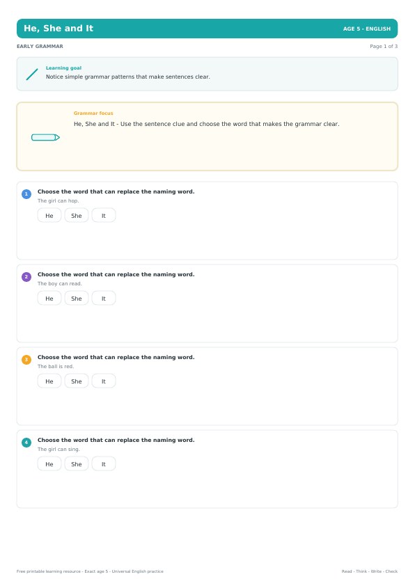 He, She and It worksheet preview