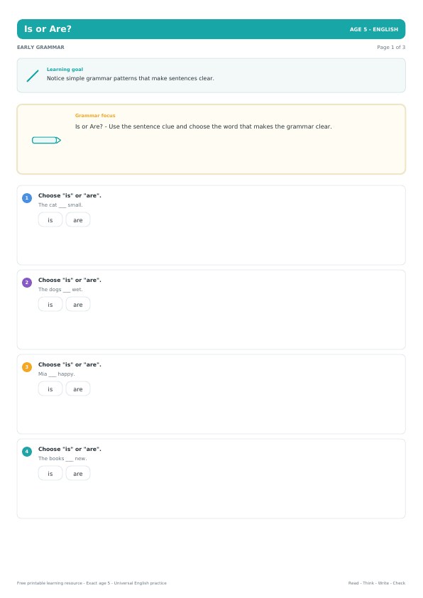 Is or Are? worksheet preview