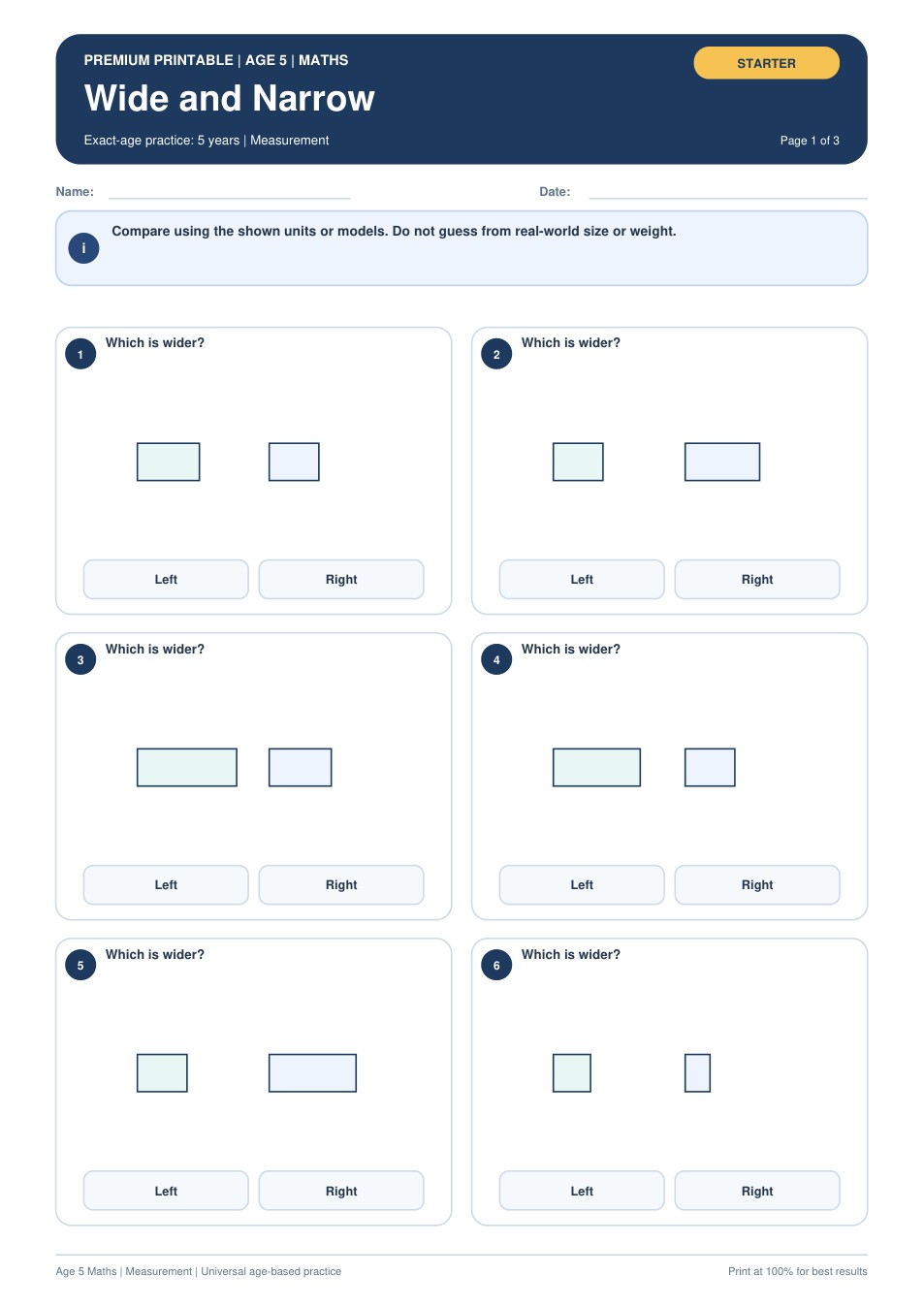 Wide and Narrow worksheet preview