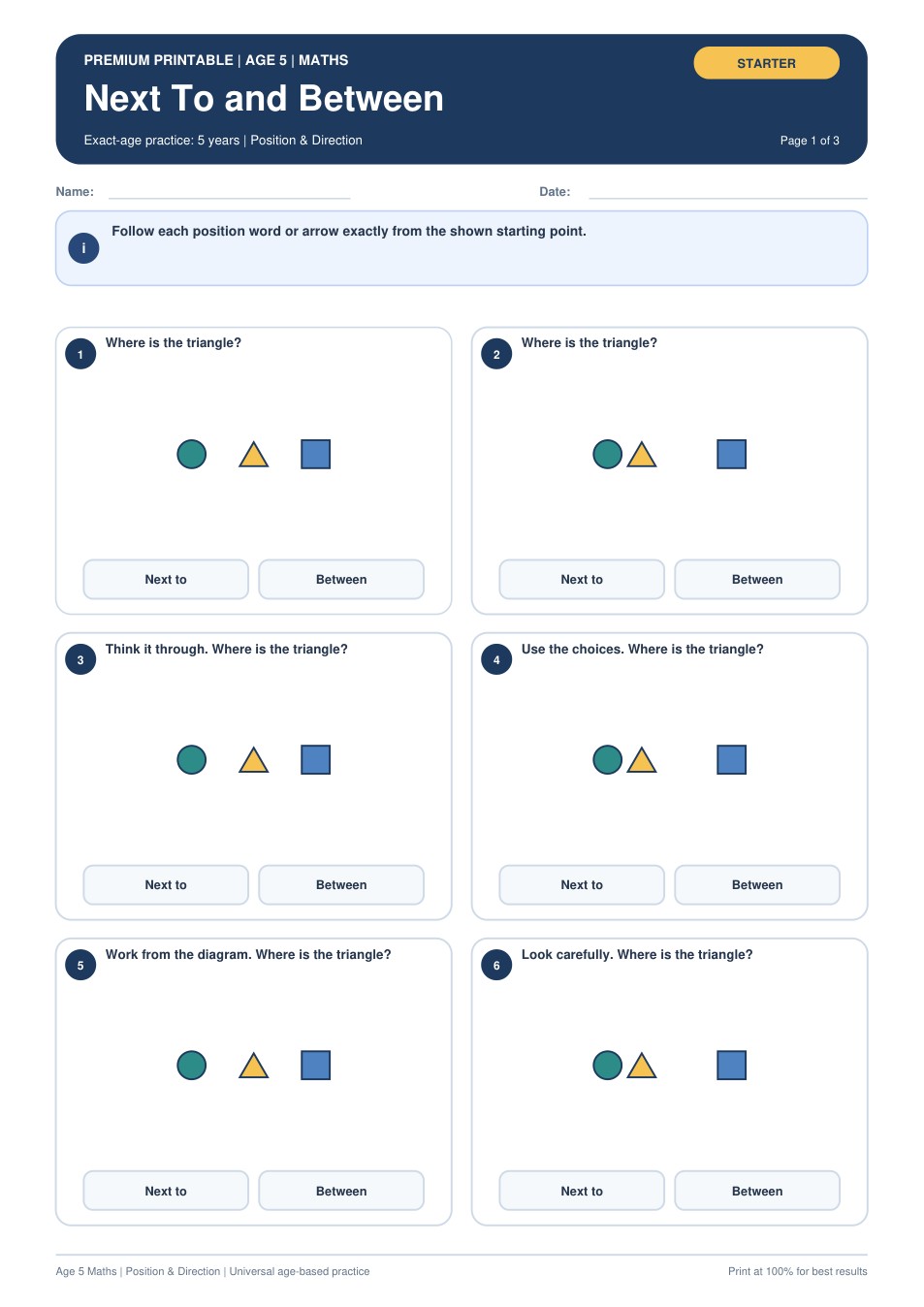 Next To and Between worksheet preview