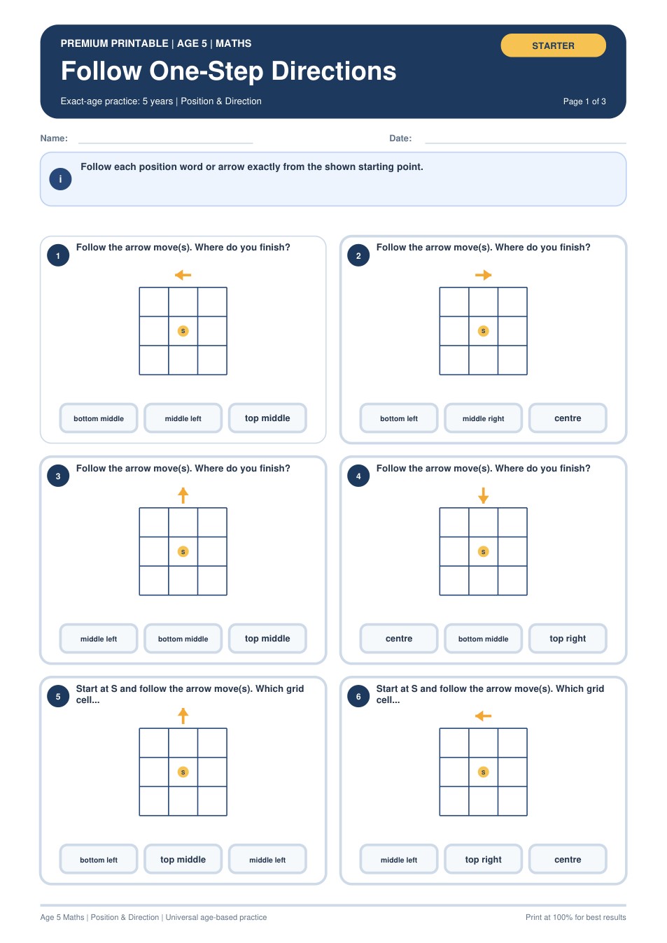 Follow One-Step Directions worksheet preview