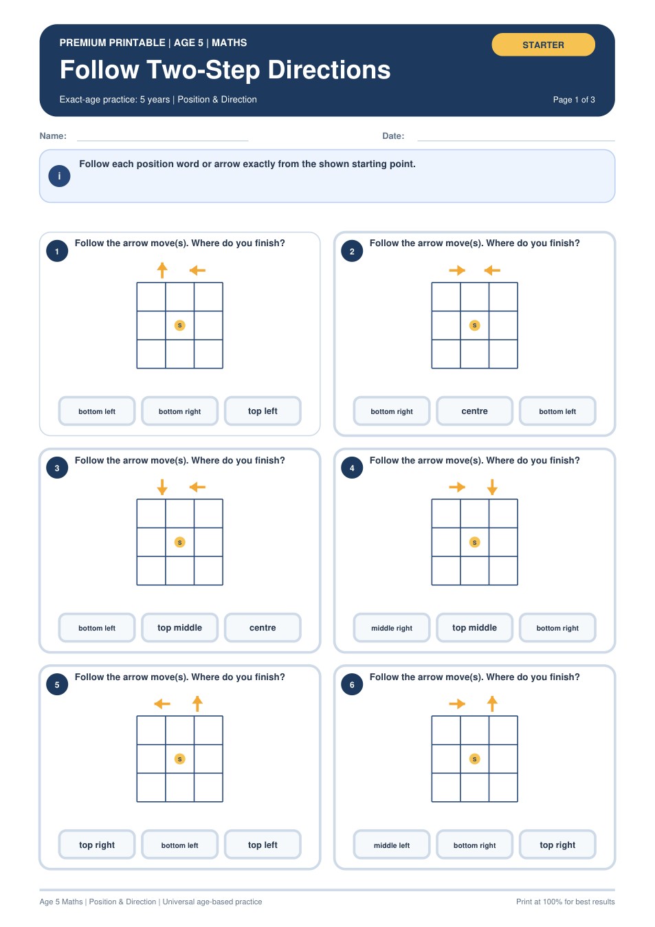 Follow Two-Step Directions worksheet preview