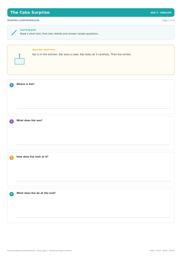 The Cake Surprise worksheet preview