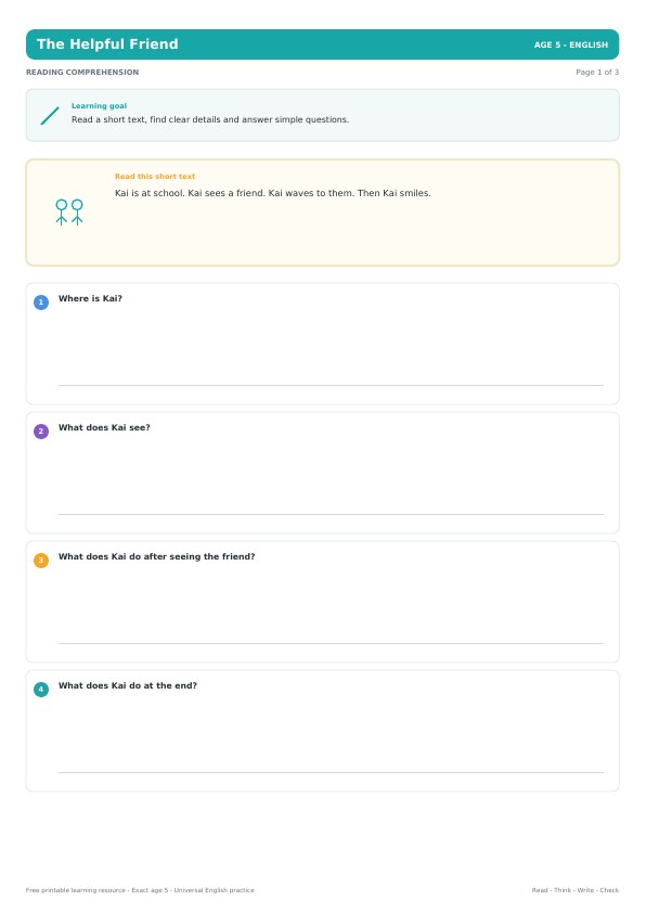 The Helpful Friend worksheet preview