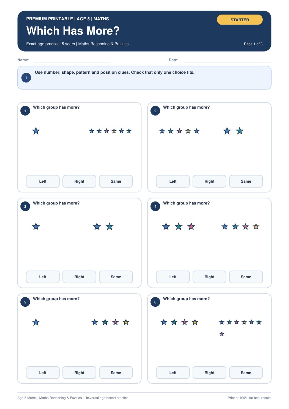 Which Has More? worksheet preview