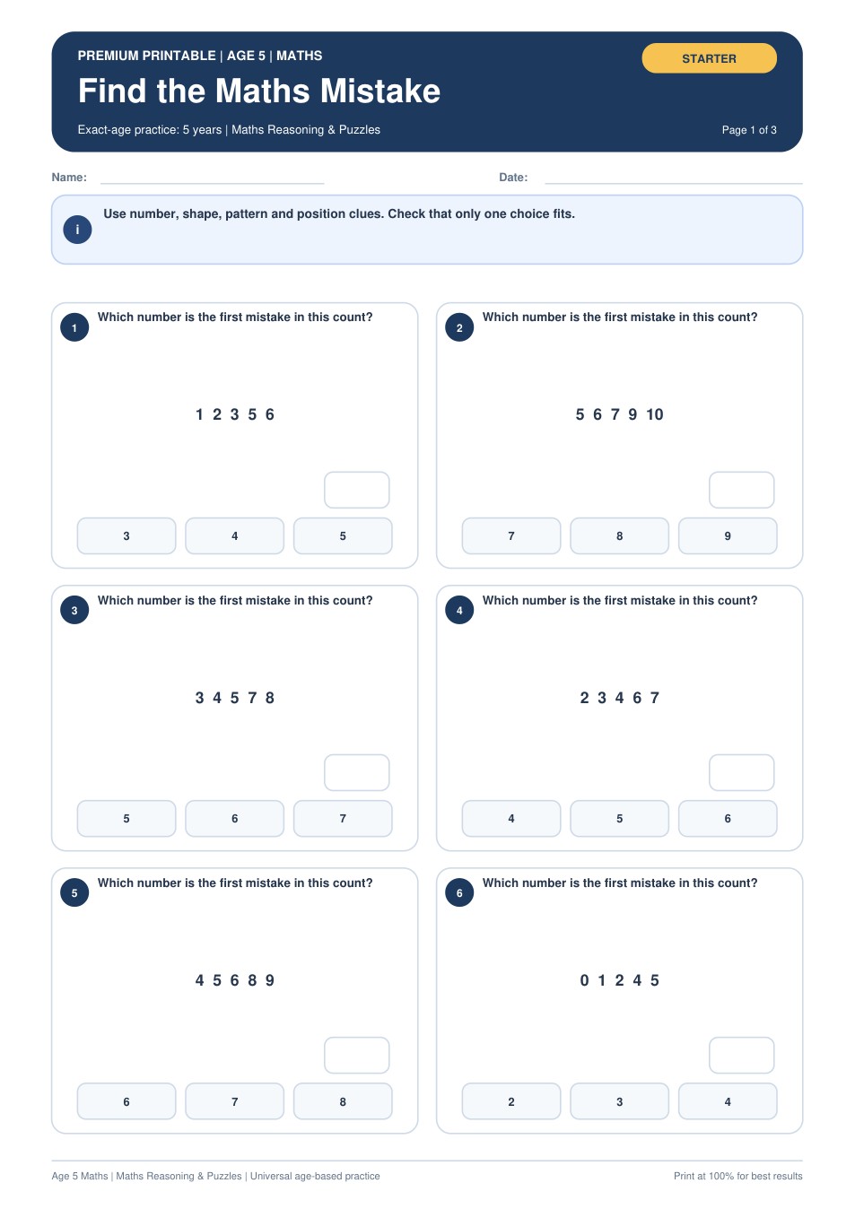 Find the Maths Mistake worksheet preview