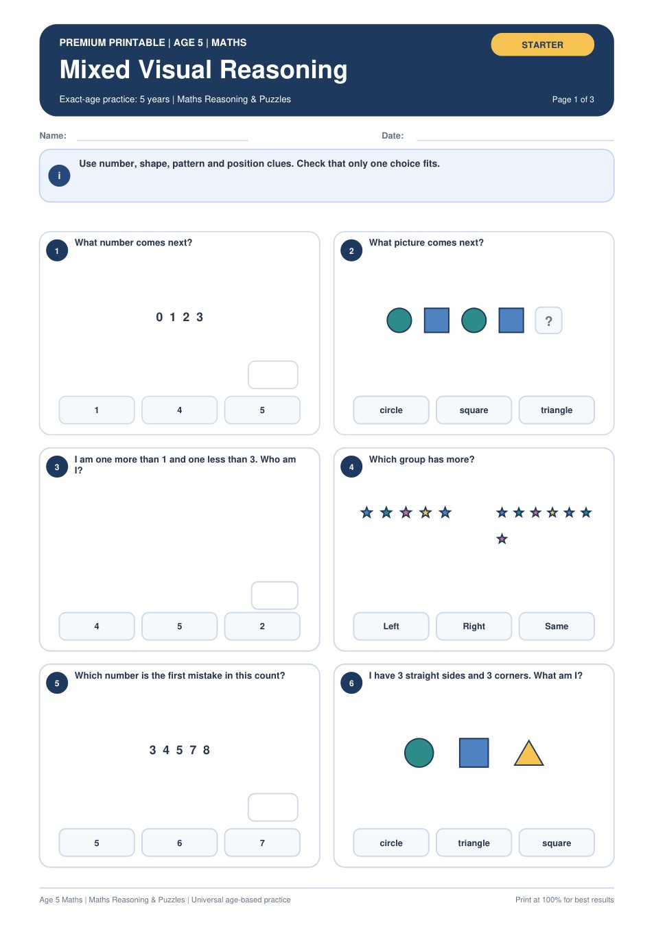 Mixed Visual Reasoning worksheet preview
