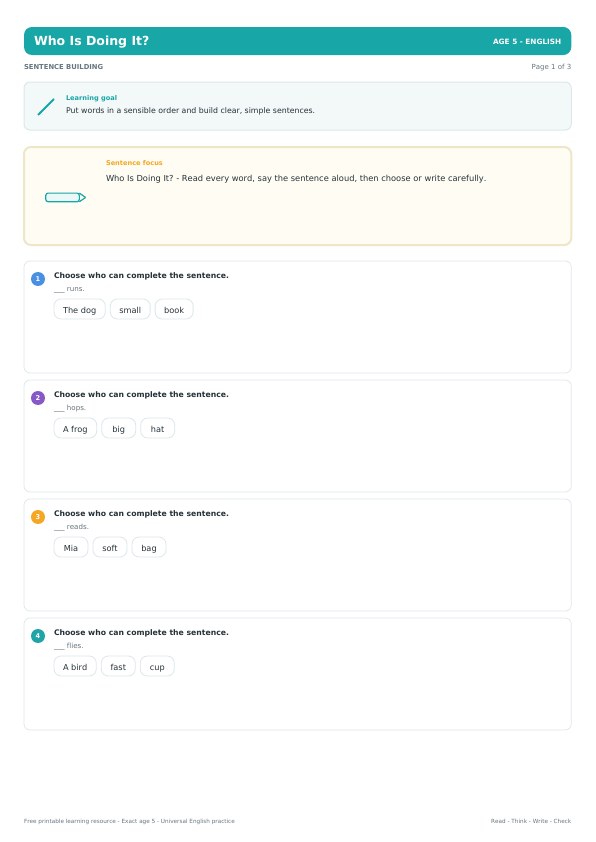 Who Is Doing It? worksheet preview