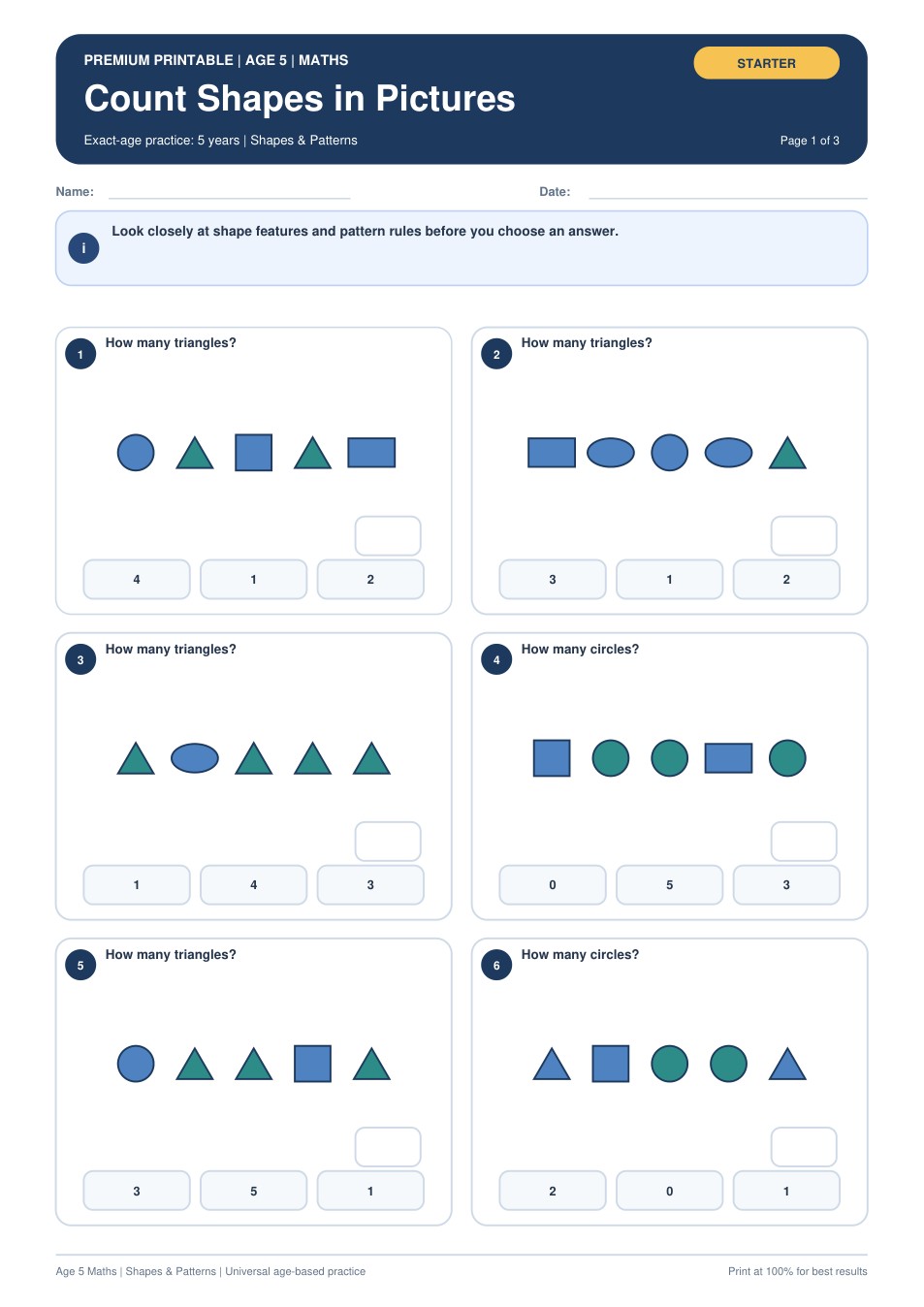 Count Shapes in Pictures worksheet preview