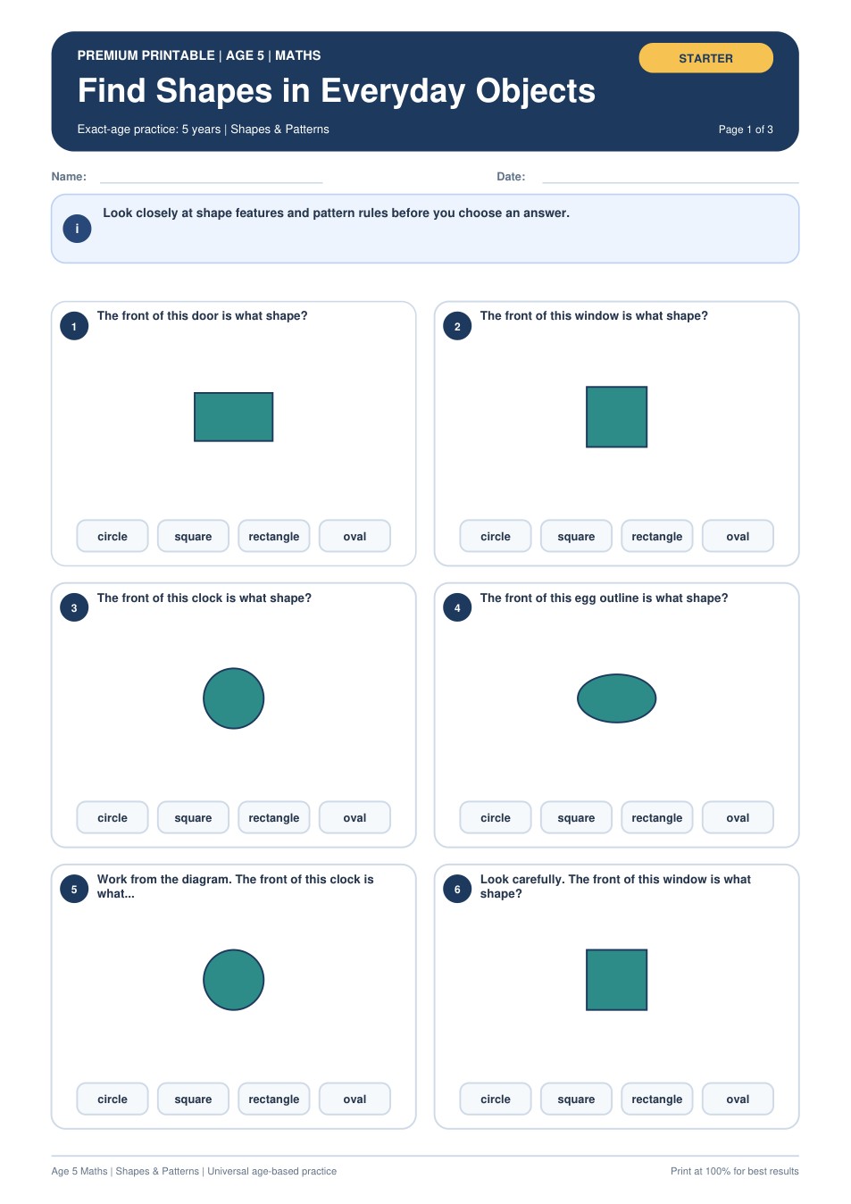 Find Shapes in Everyday Objects worksheet preview