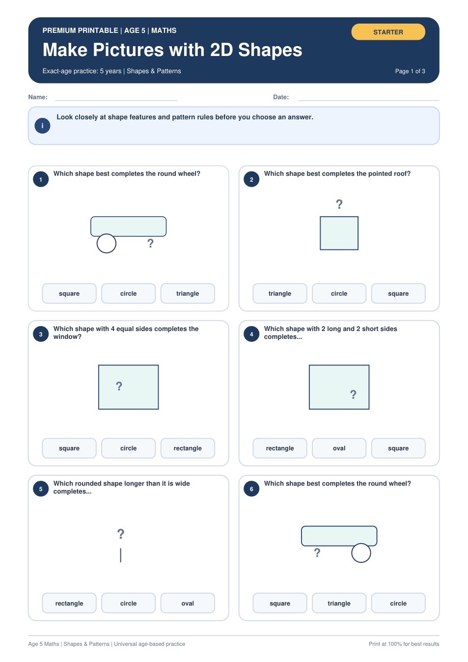 Make Pictures with 2D Shapes worksheet preview