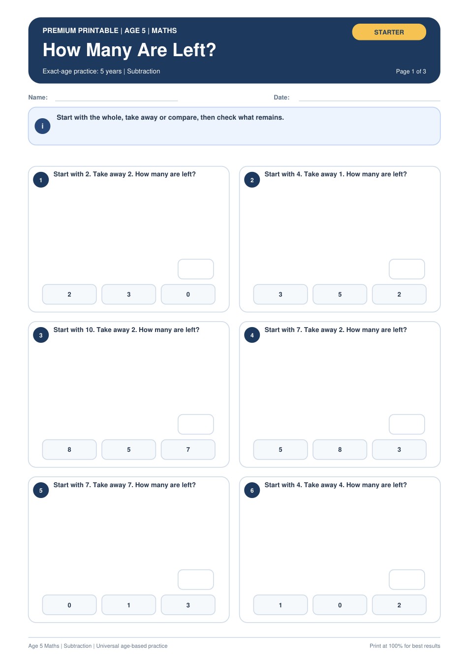 How Many Are Left? worksheet preview
