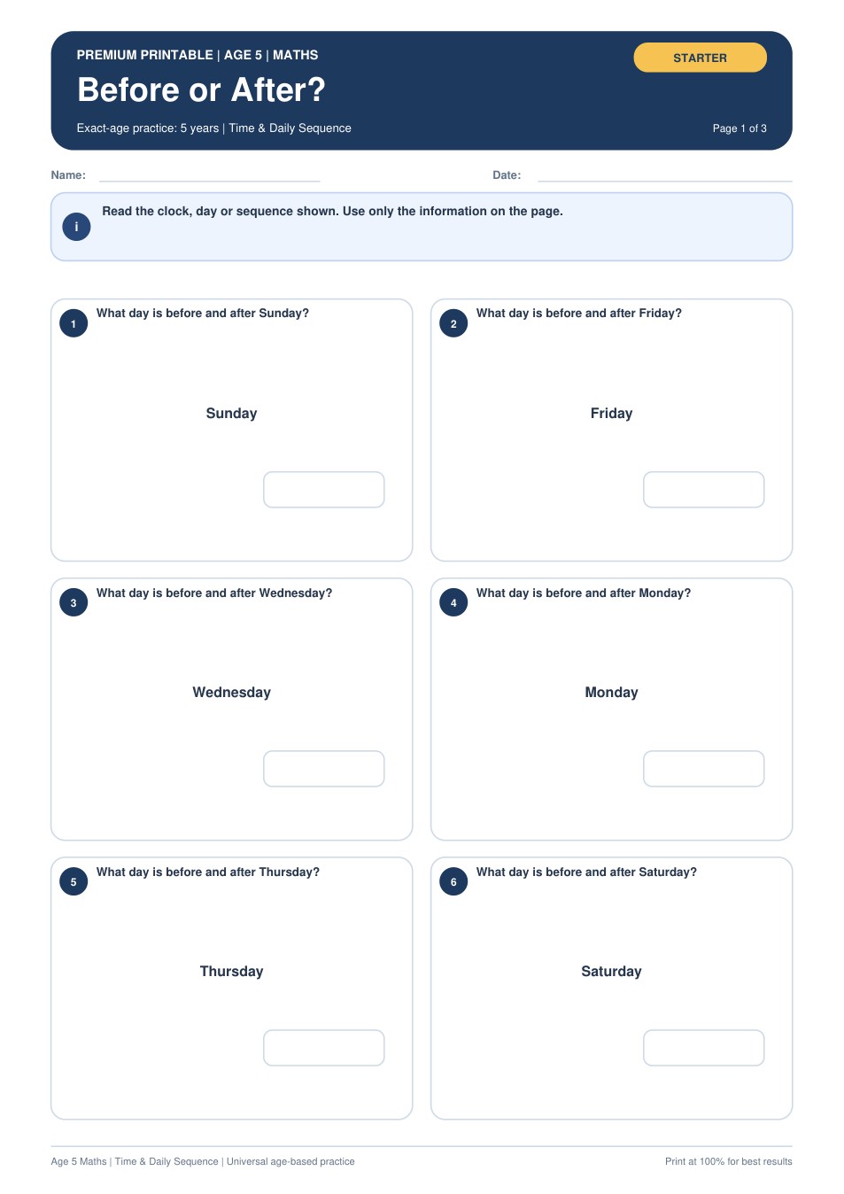 Before or After? worksheet preview