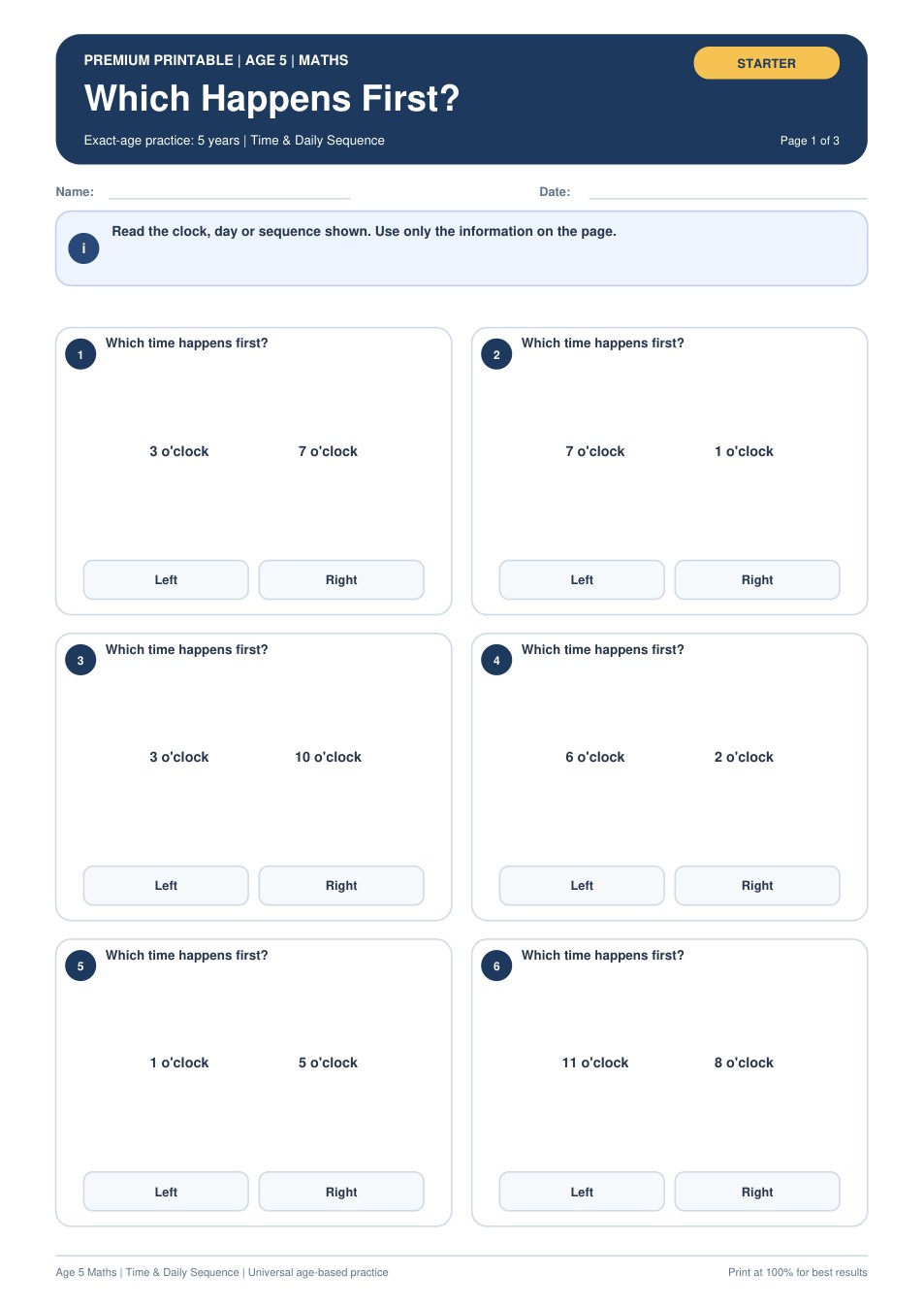 Which Happens First? worksheet preview