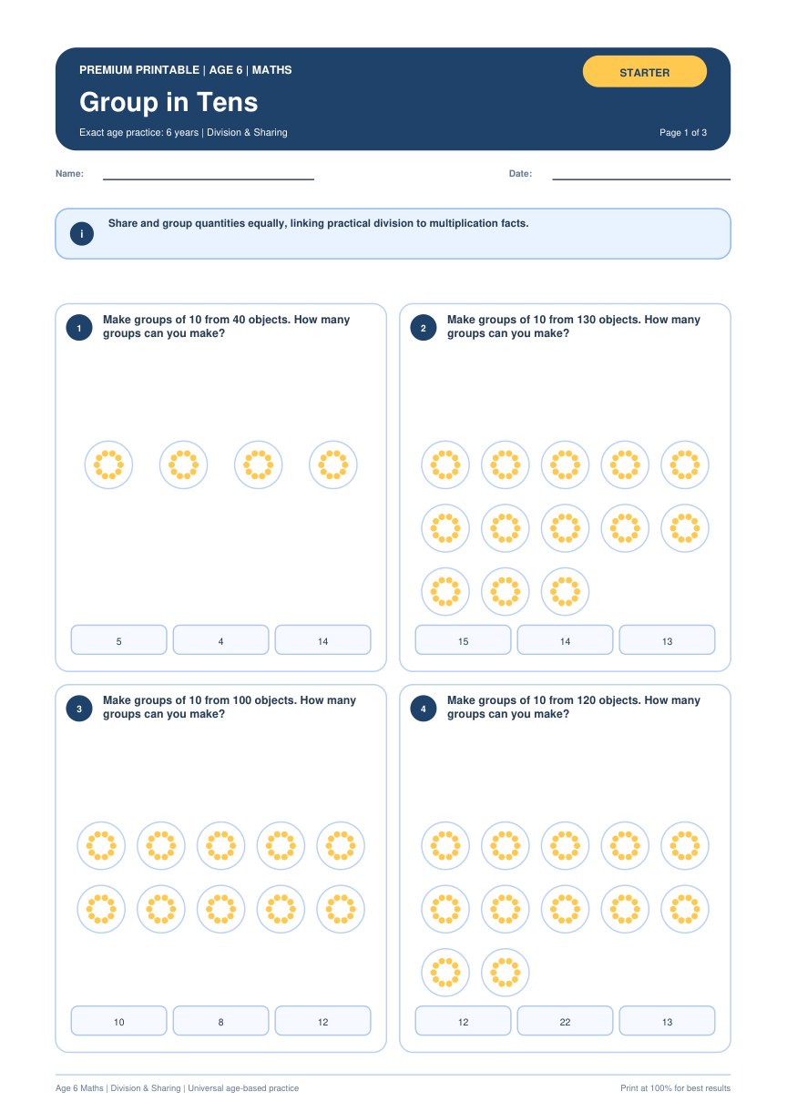 Group in Tens worksheet preview