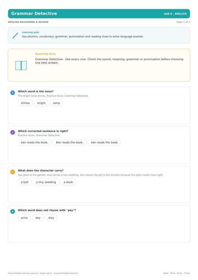 Grammar Detective worksheet preview