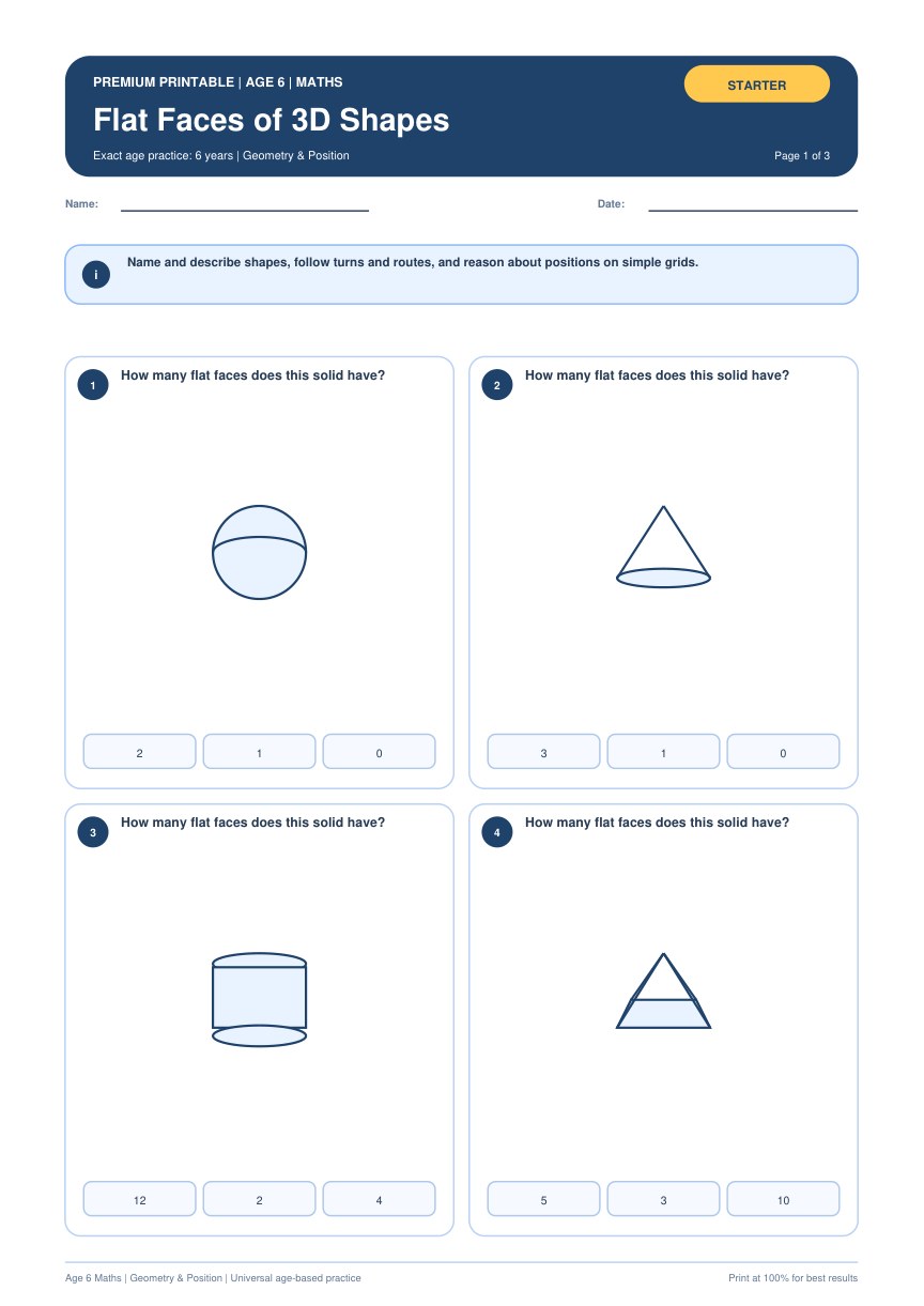 Flat Faces of 3D Shapes worksheet preview