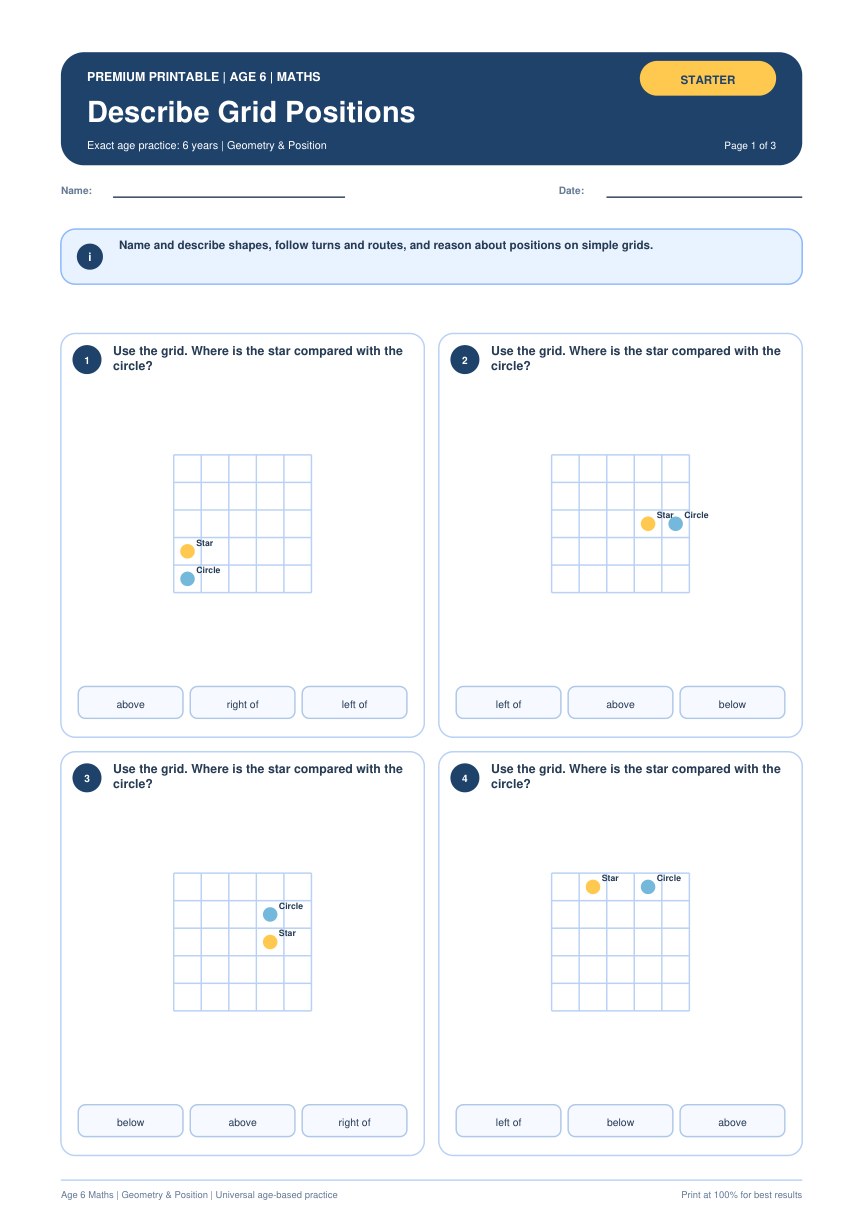 Describe Grid Positions worksheet preview
