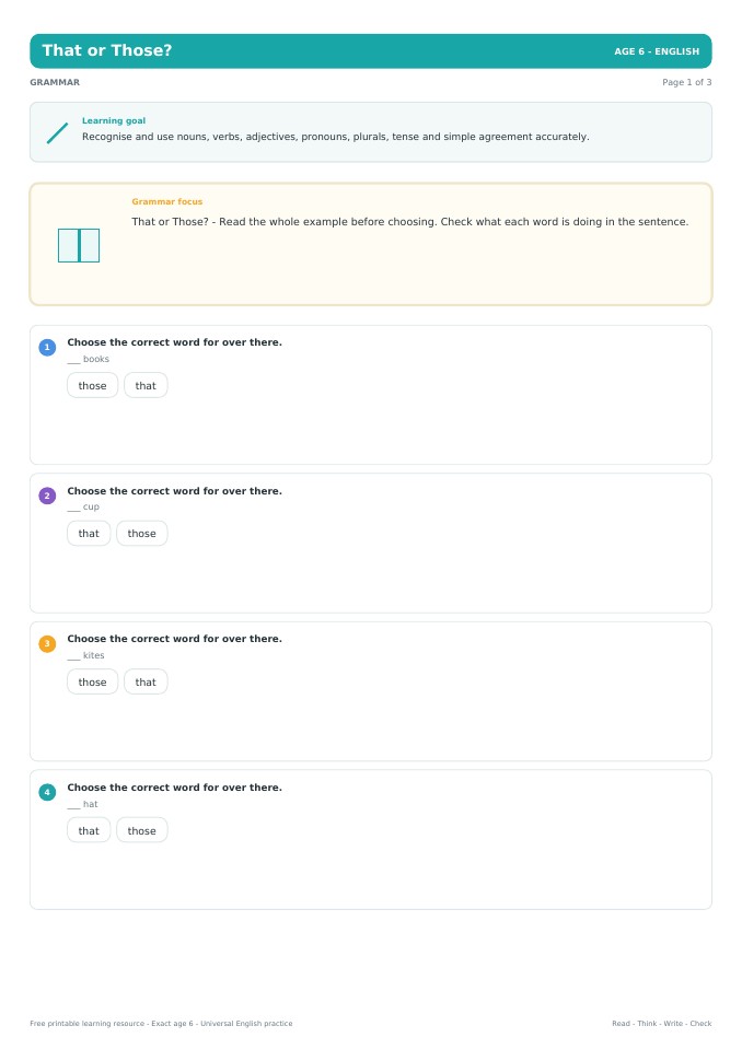 That or Those? worksheet preview