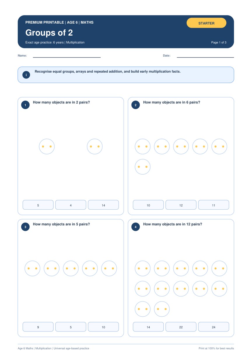 Groups of 2 worksheet preview