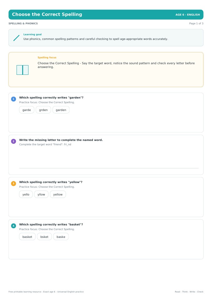 Choose the Correct Spelling worksheet preview