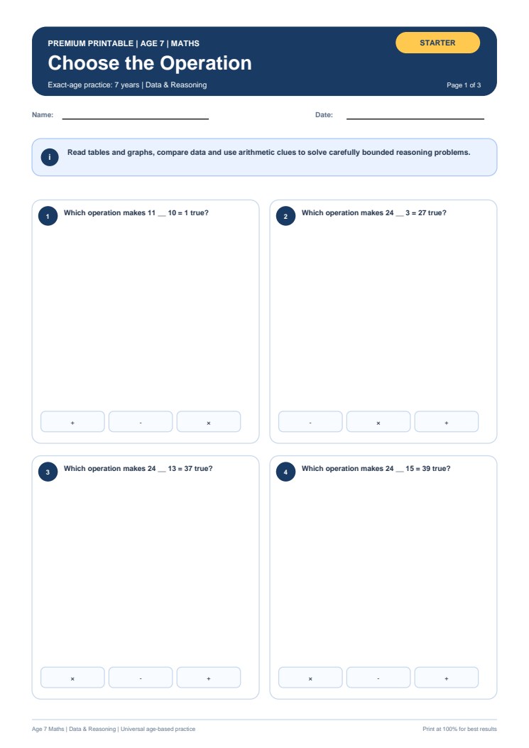 Choose the Operation worksheet preview