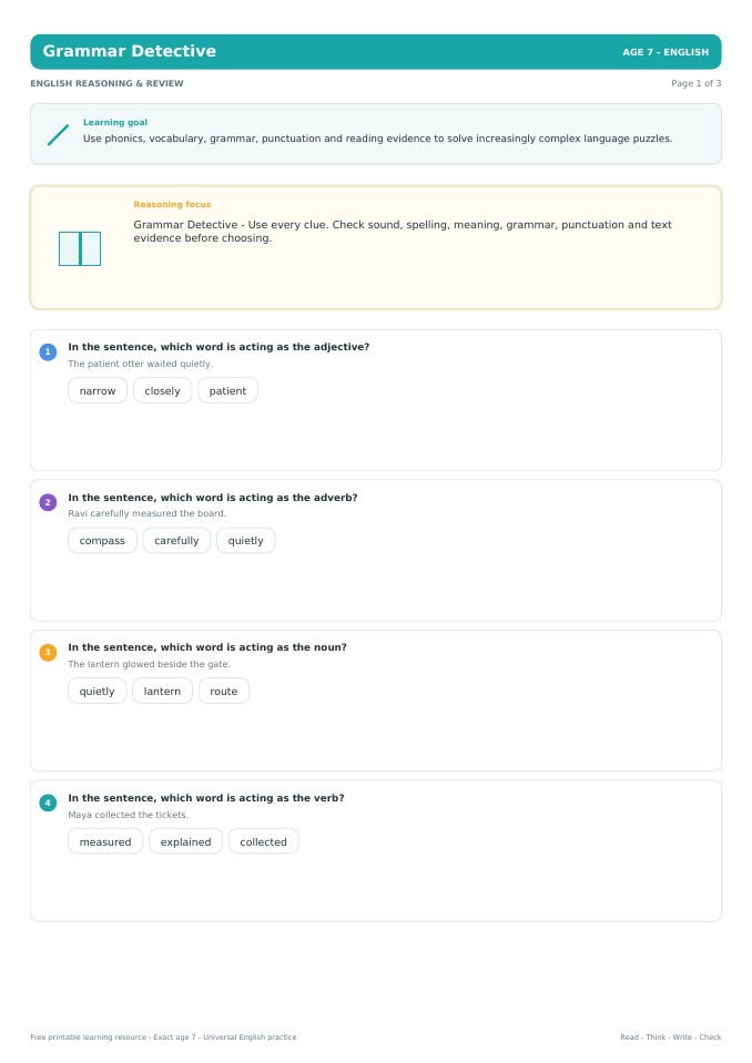 Grammar Detective worksheet preview