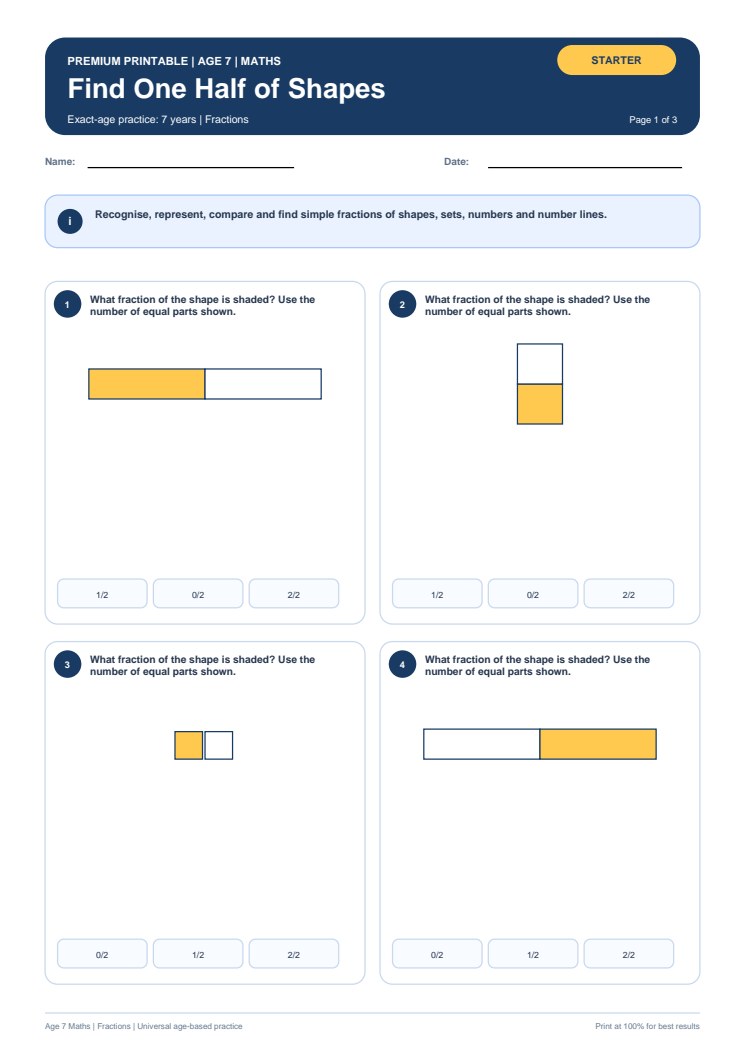 Find One Half of Shapes worksheet preview