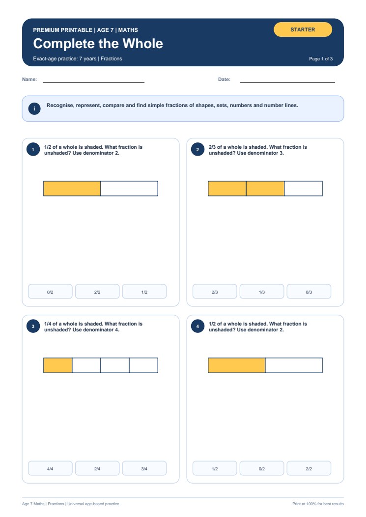 Complete the Whole worksheet preview