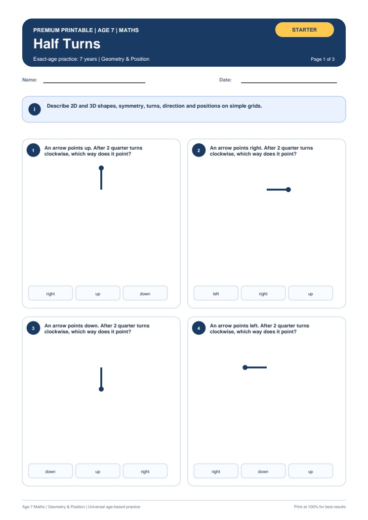 Half Turns worksheet preview