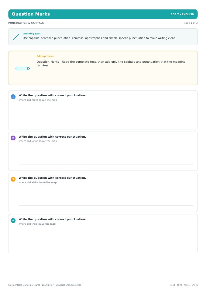Question Marks worksheet preview