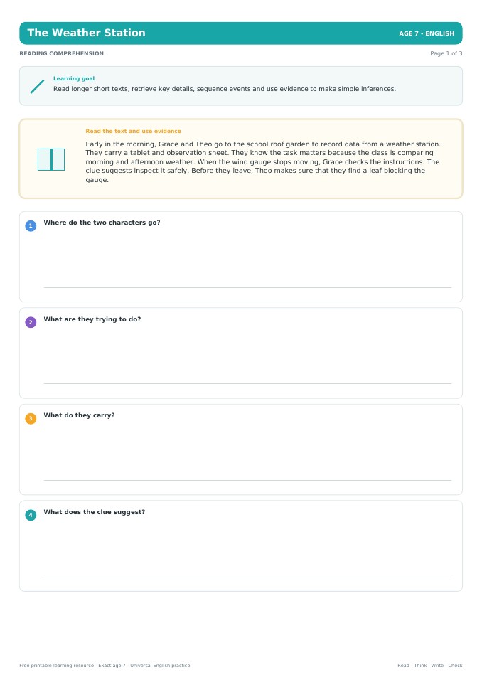 The Weather Station worksheet preview