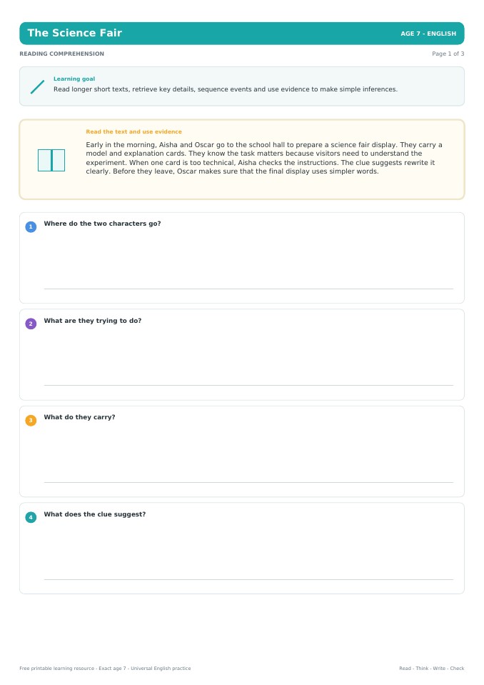 The Science Fair worksheet preview