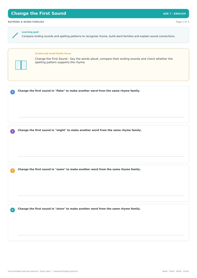 Change the First Sound worksheet preview