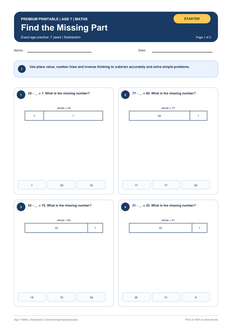 Find the Missing Part worksheet preview