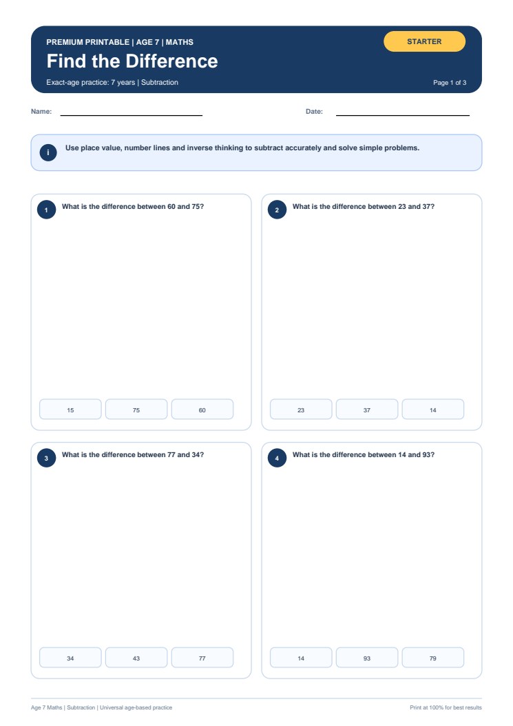 Find the Difference worksheet preview